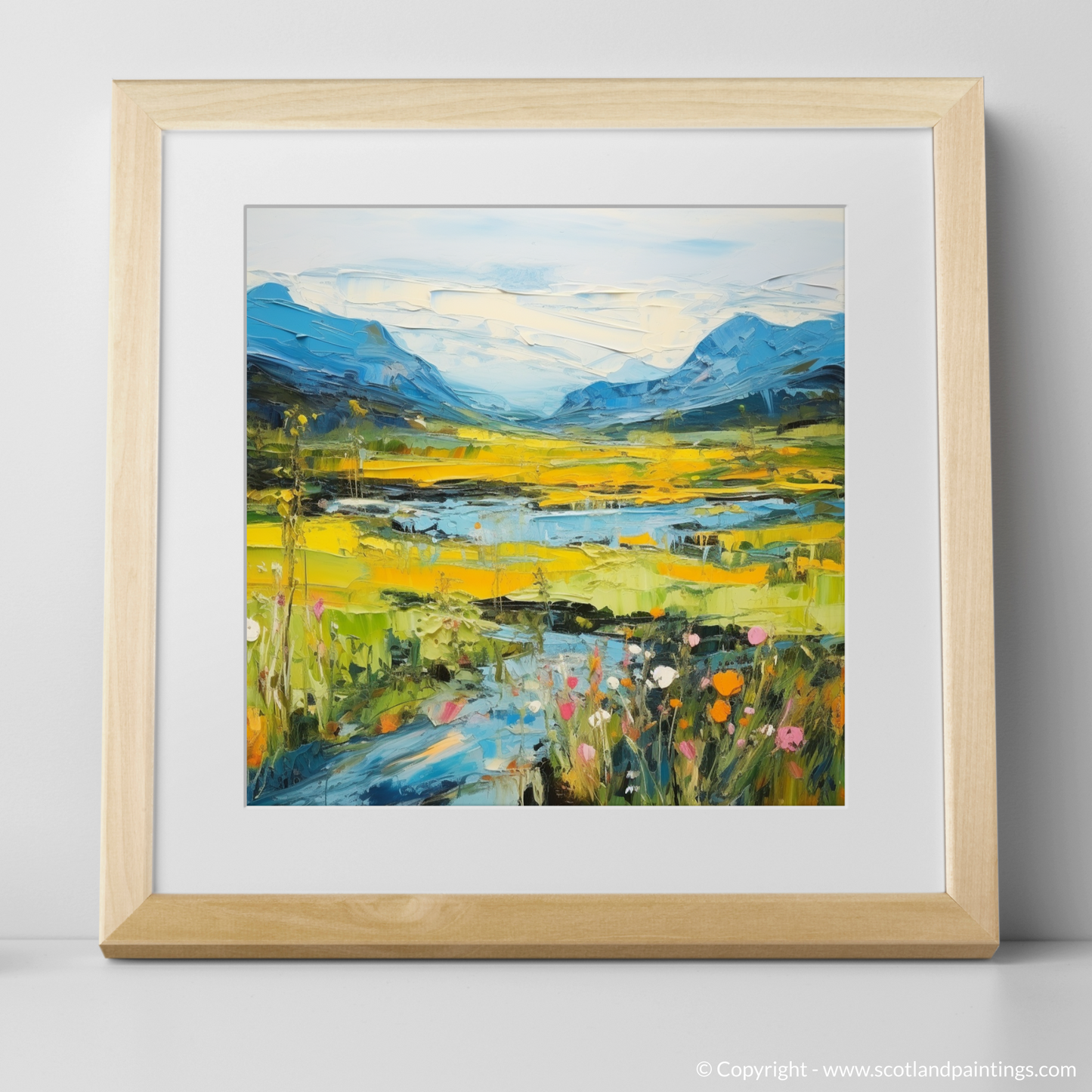 Art Print of Glen Sannox, Isle of Arran in summer with a natural frame