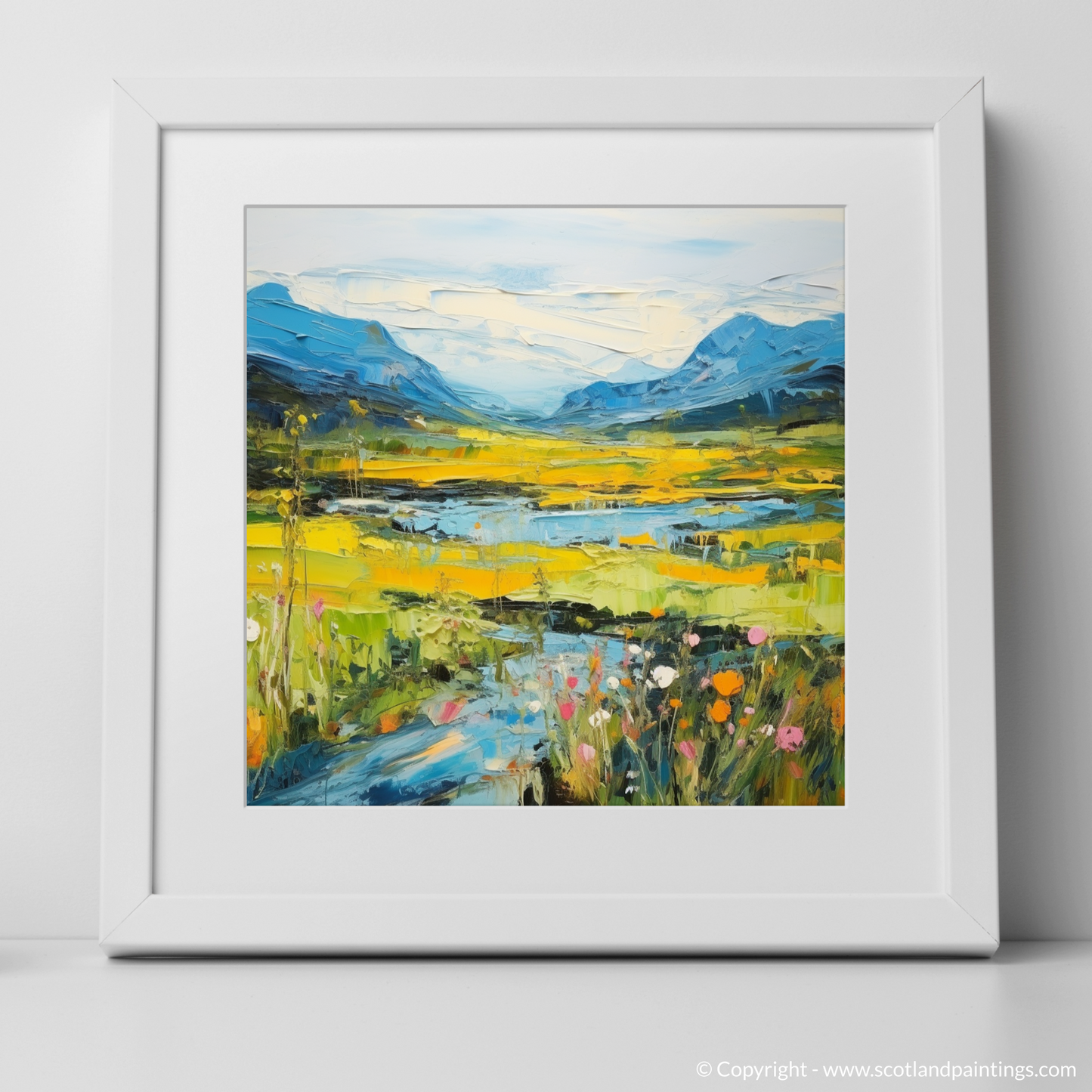 Art Print of Glen Sannox, Isle of Arran in summer with a white frame