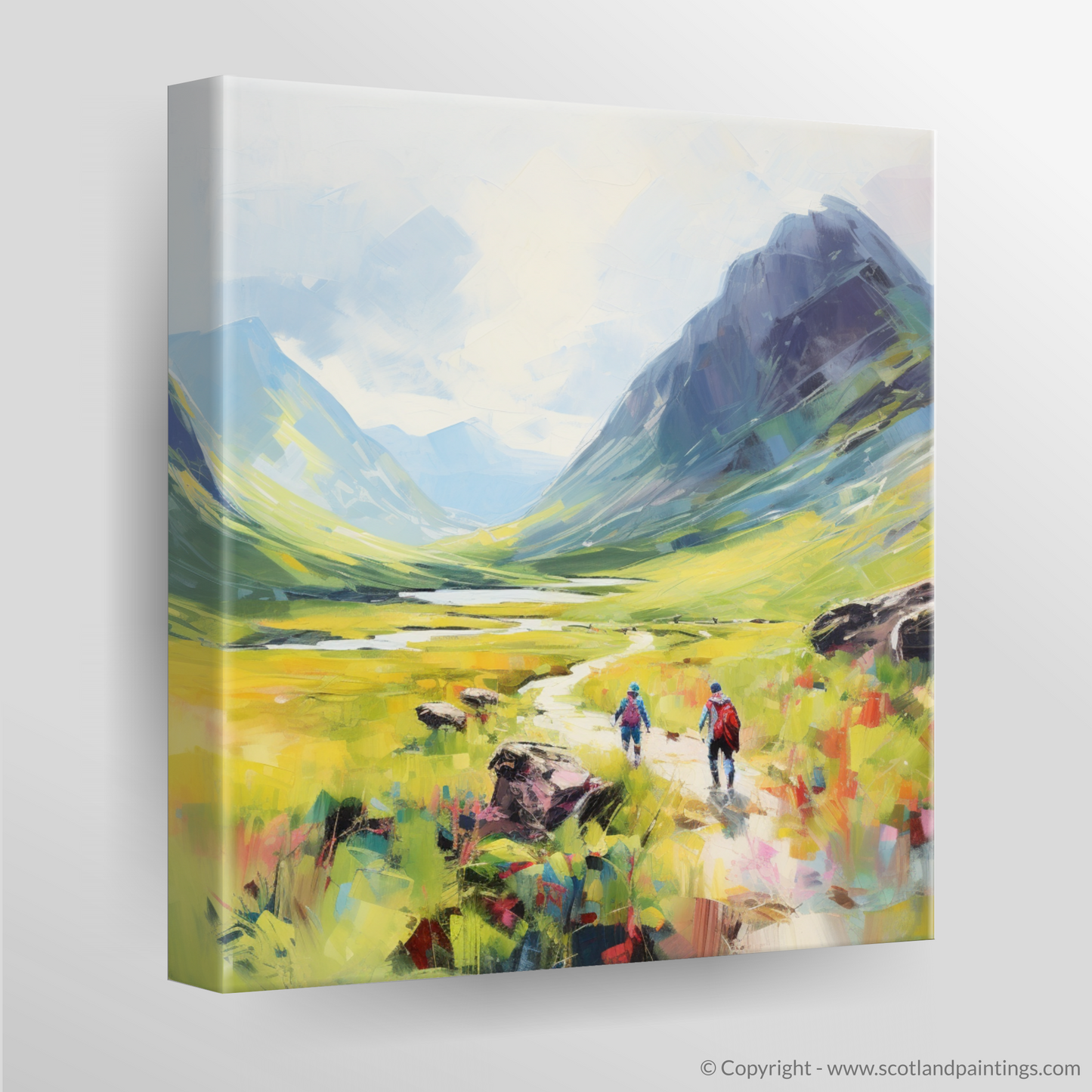 Canvas Print of Walkers in Glencoe during summer