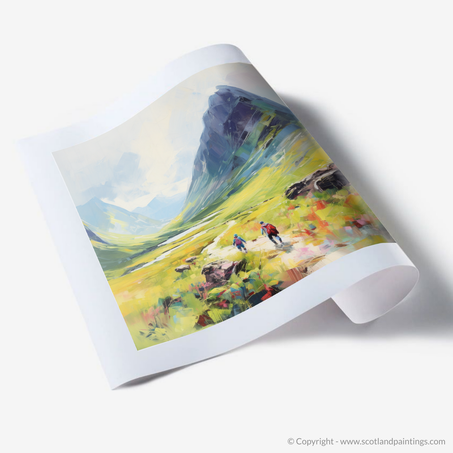 Art Print of Walkers in Glencoe during summer