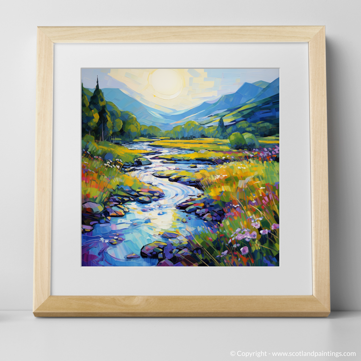 Art Print of River Orchy, Argyll and Bute in summer with a natural frame