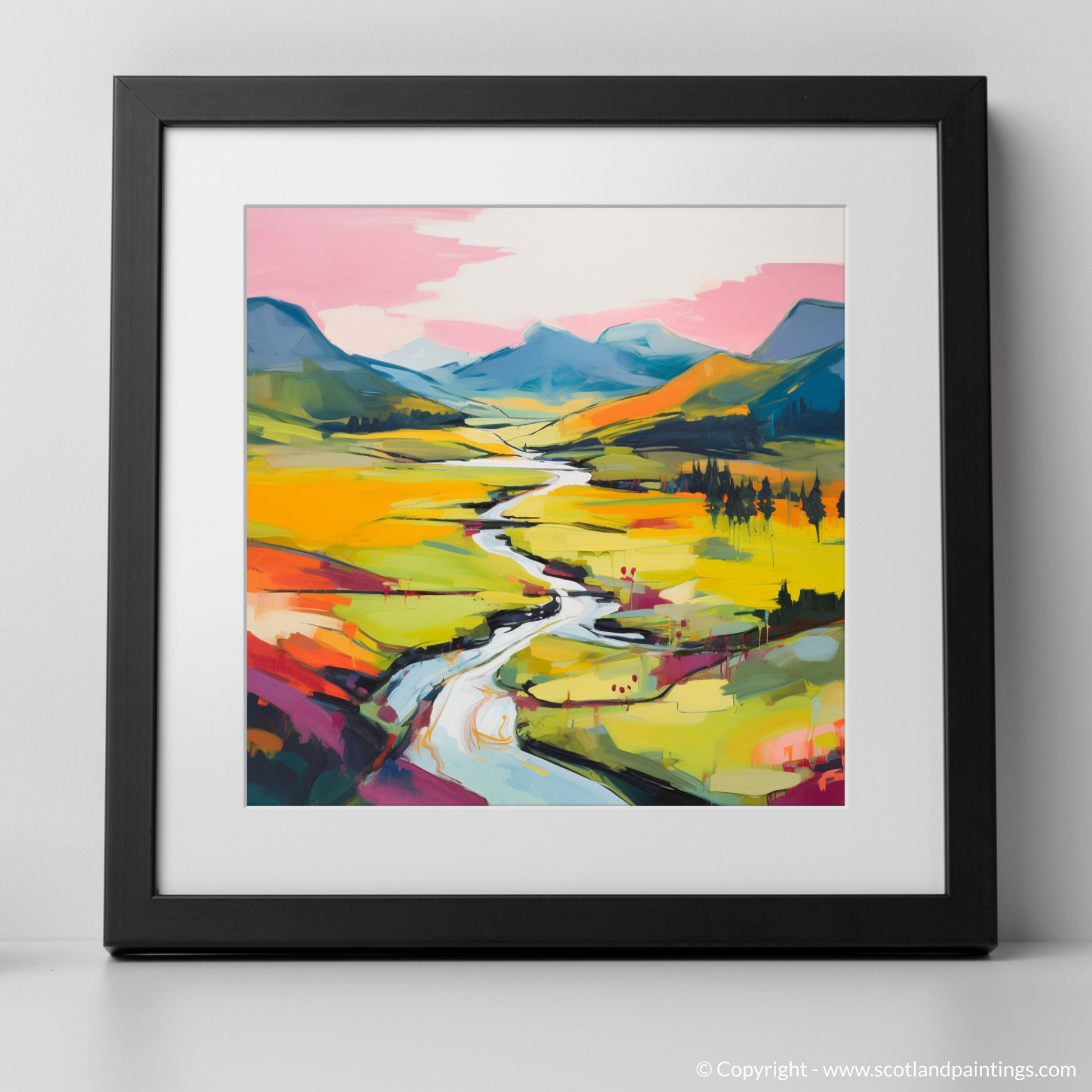 Art Print of Glen Strathfarrar, Highlands in summer with a black frame