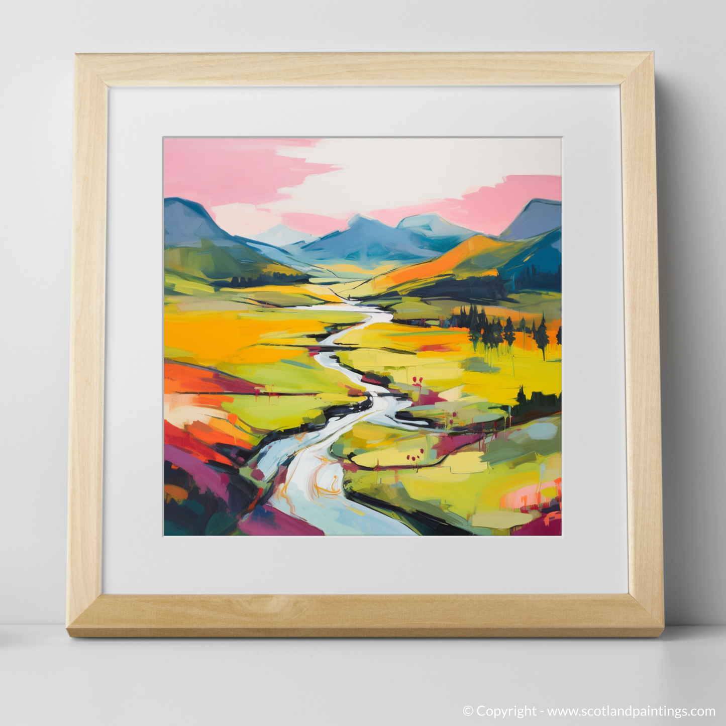 Art Print of Glen Strathfarrar, Highlands in summer with a natural frame