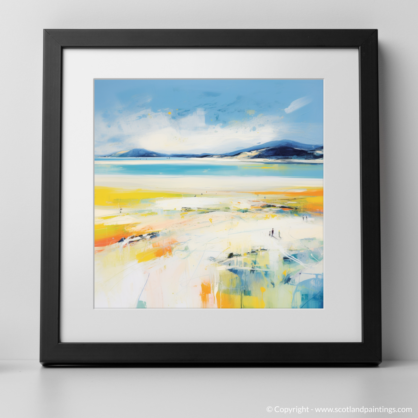 Art Print of Luskentyre Beach, Isle of Harris in summer with a black frame