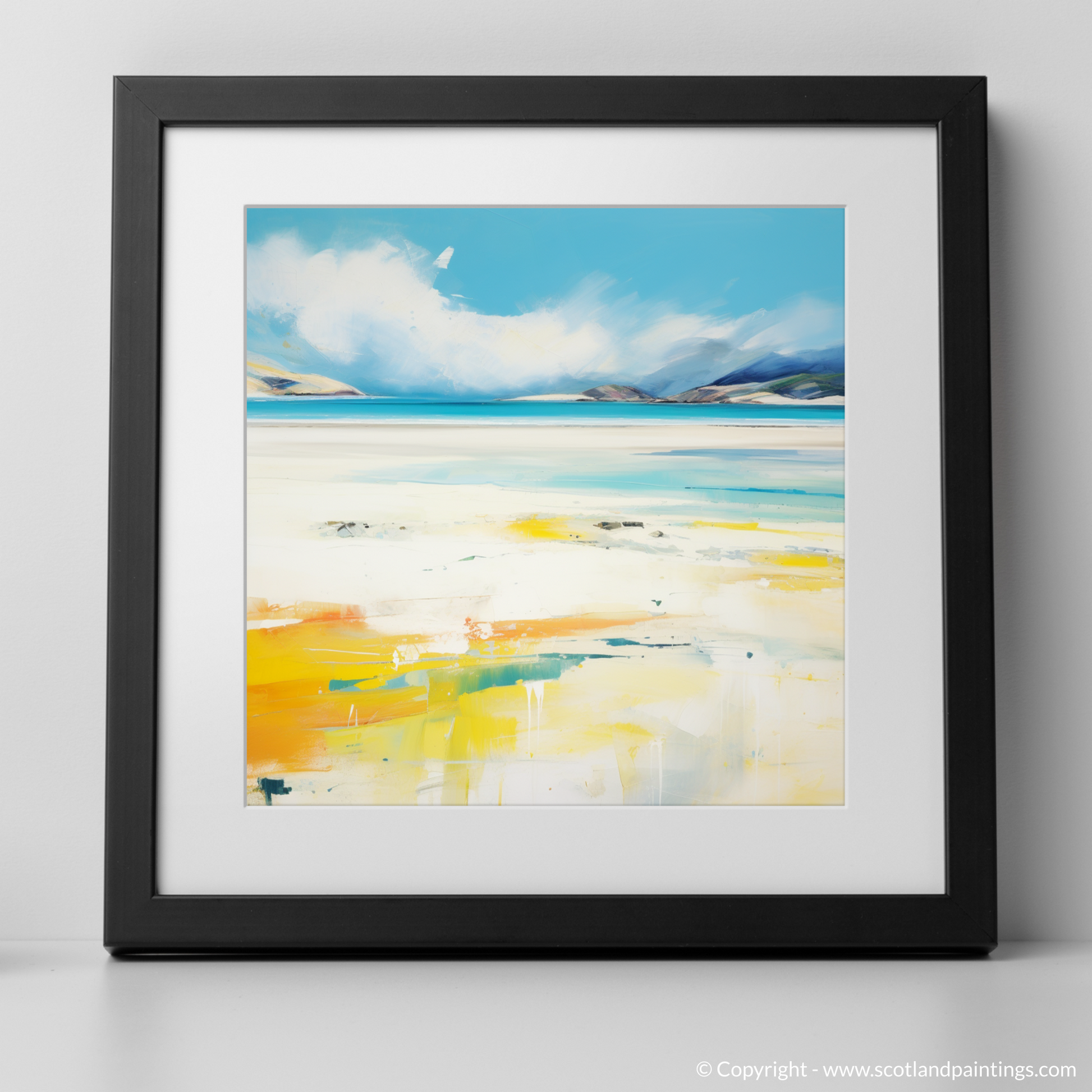 Art Print of Luskentyre Beach, Isle of Harris in summer with a black frame