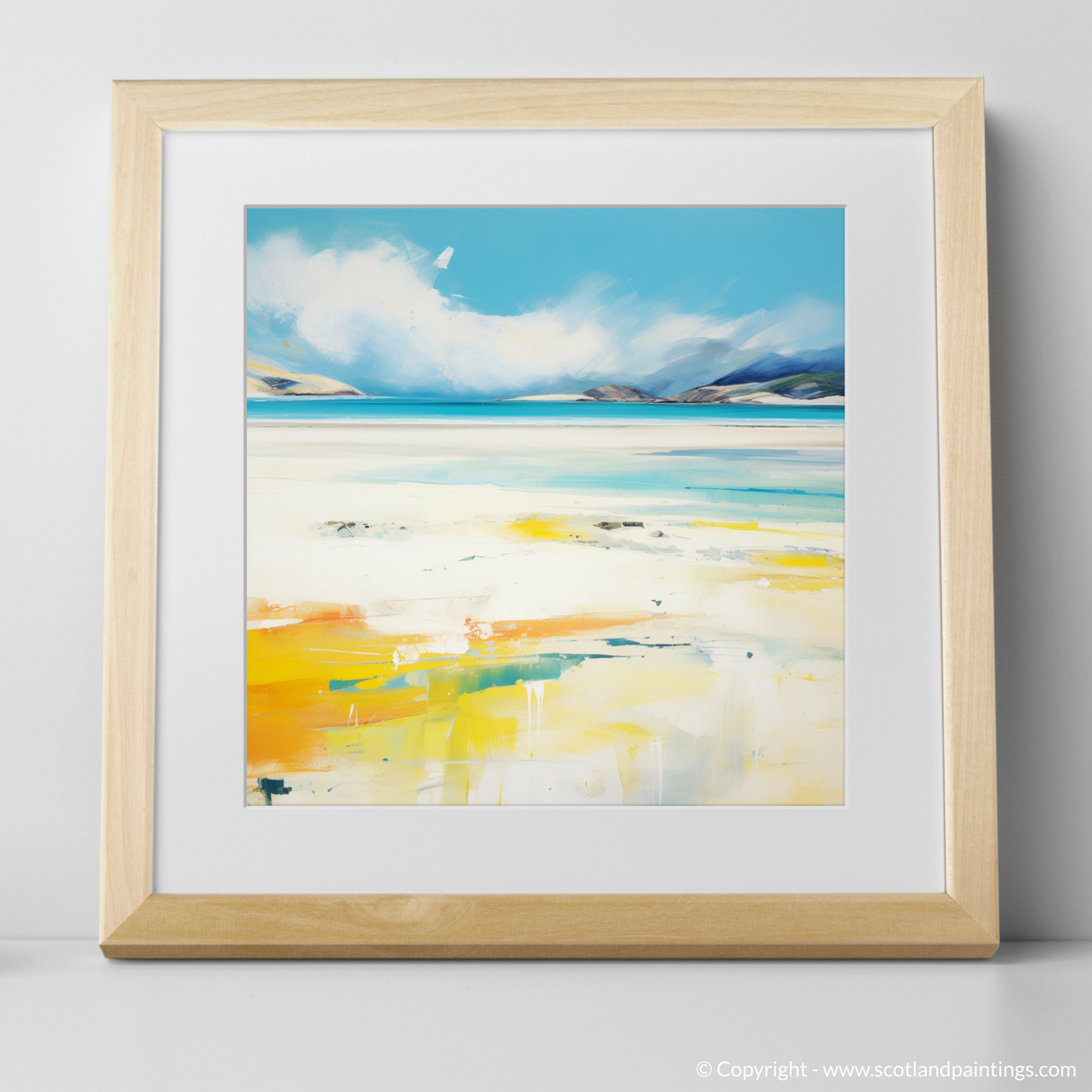 Art Print of Luskentyre Beach, Isle of Harris in summer with a natural frame