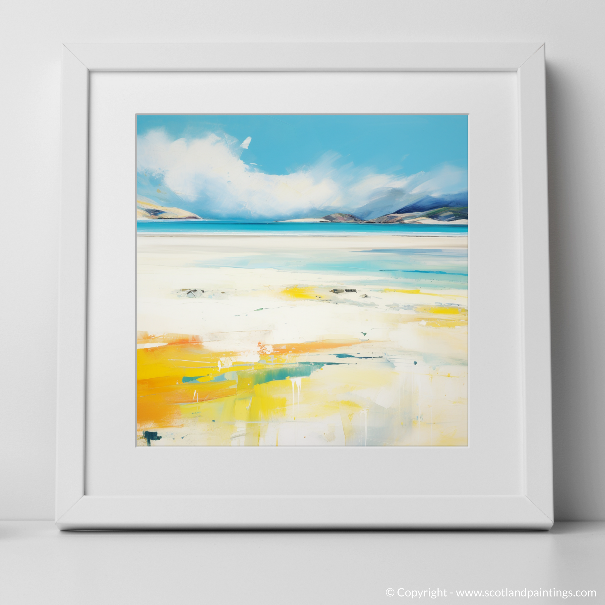 Art Print of Luskentyre Beach, Isle of Harris in summer with a white frame