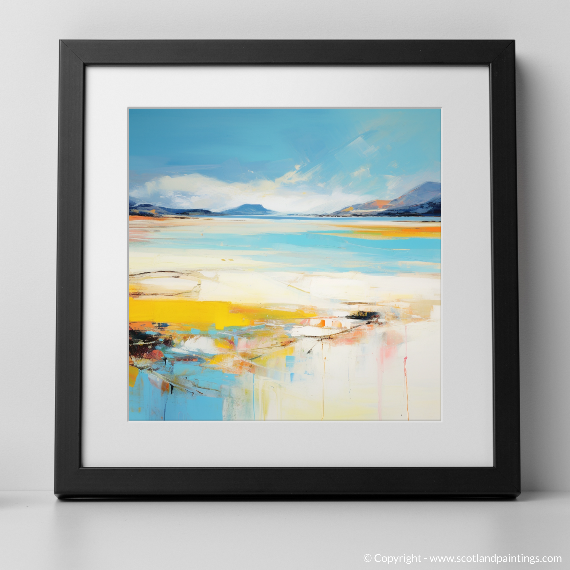 Art Print of Luskentyre Beach, Isle of Harris in summer with a black frame