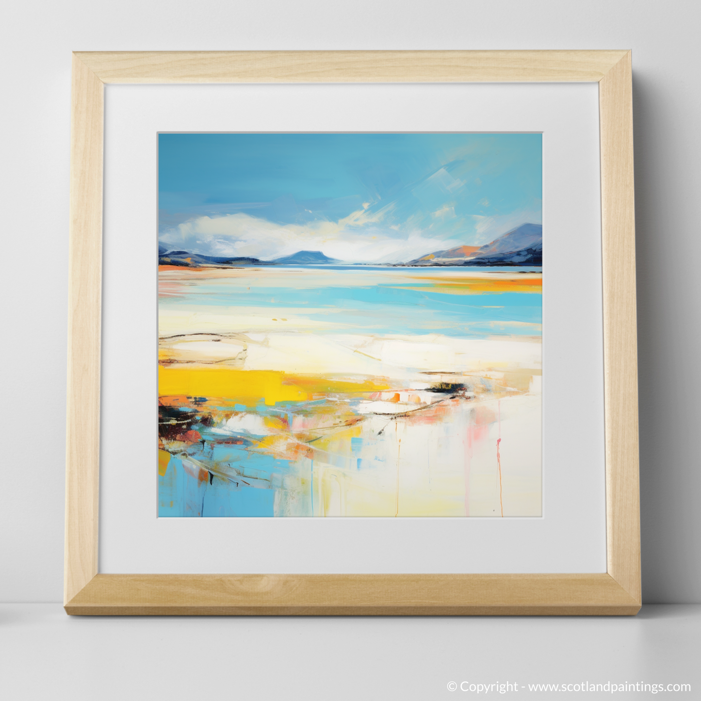 Art Print of Luskentyre Beach, Isle of Harris in summer with a natural frame