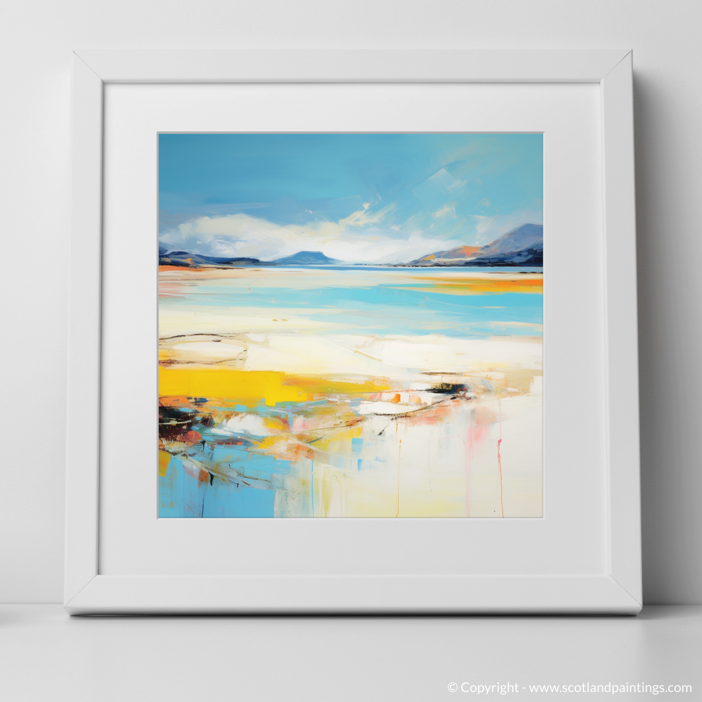 Art Print of Luskentyre Beach, Isle of Harris in summer with a white frame