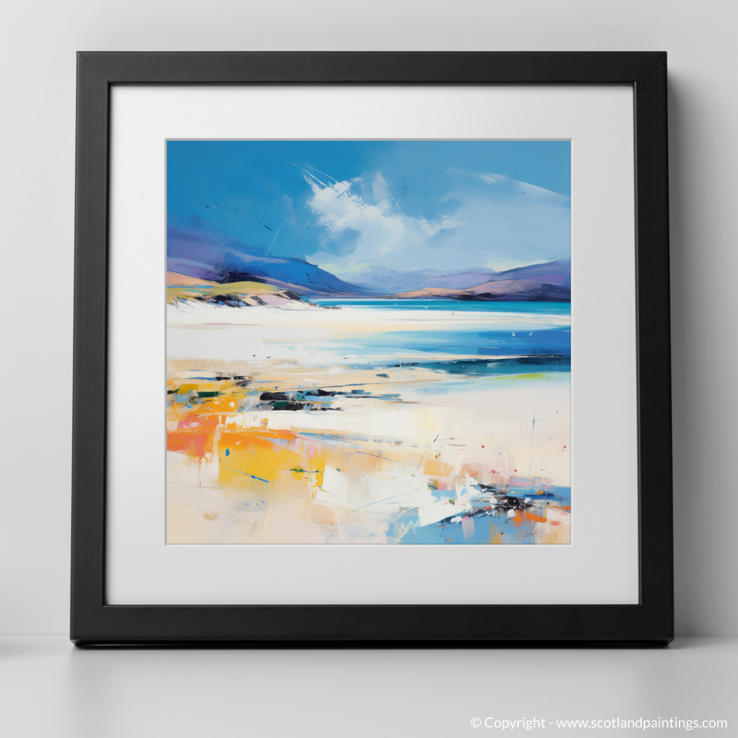 Art Print of Luskentyre Beach, Isle of Harris in summer with a black frame