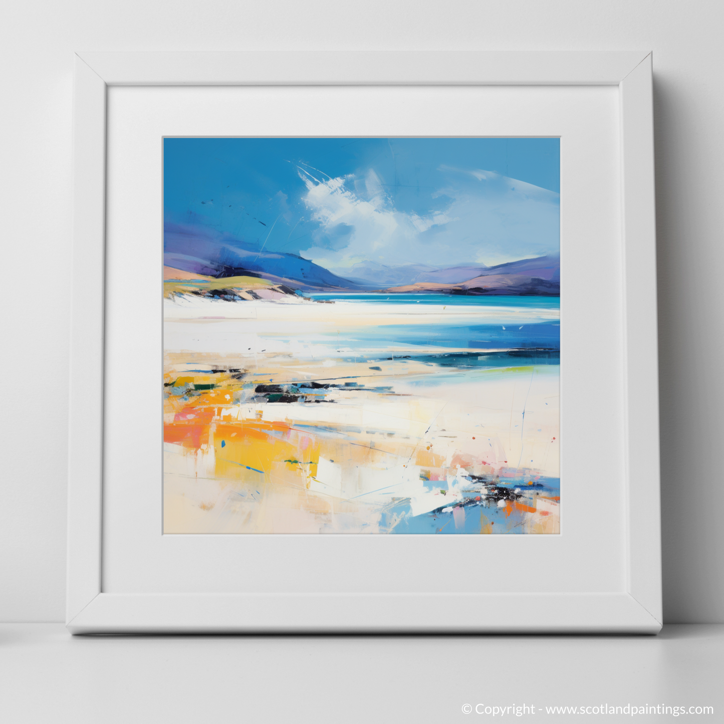 Art Print of Luskentyre Beach, Isle of Harris in summer with a white frame