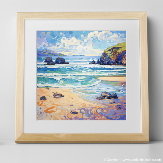 Art Print of Durness Beach, Sutherland in summer with a natural frame