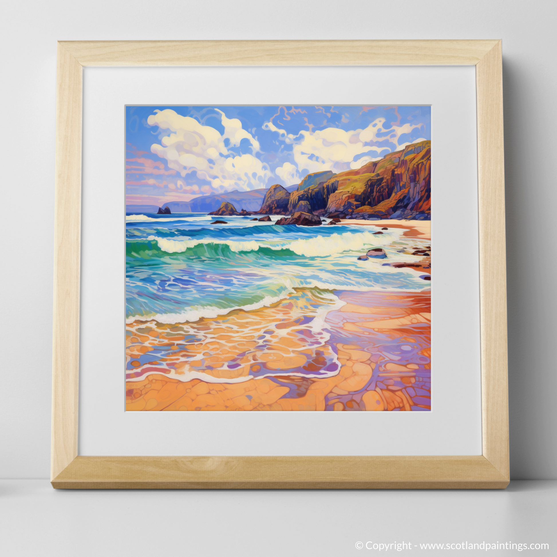 Art Print of Durness Beach, Sutherland in summer with a natural frame