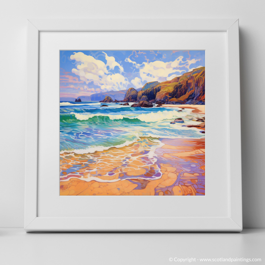 Art Print of Durness Beach, Sutherland in summer with a white frame