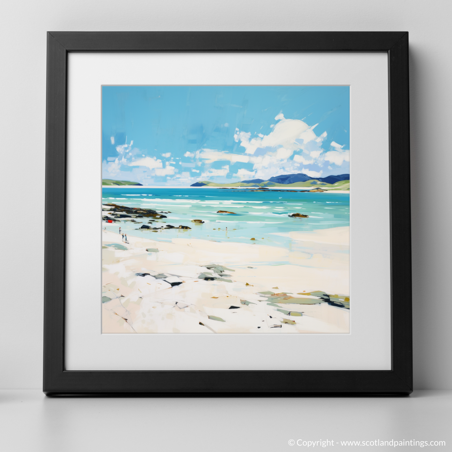 Art Print of Luskentyre Beach, Isle of Harris in summer with a black frame