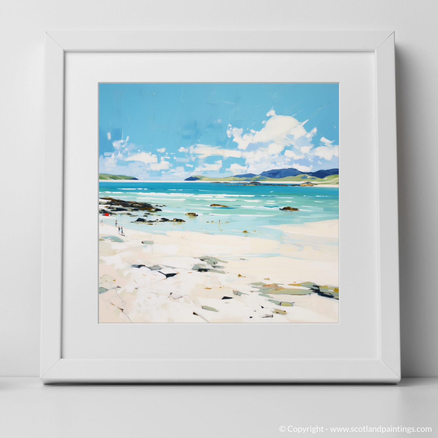 Art Print of Luskentyre Beach, Isle of Harris in summer with a white frame