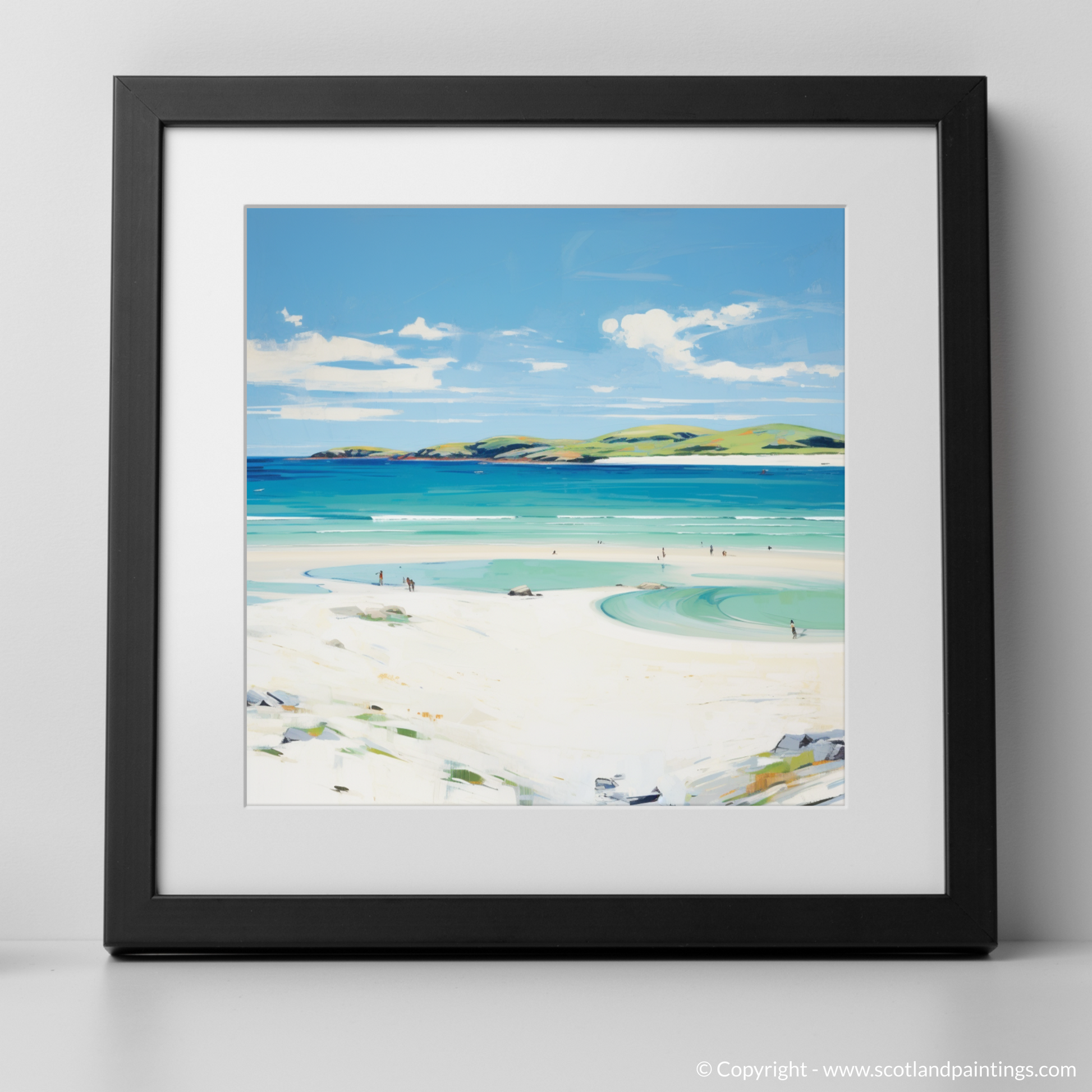 Art Print of Luskentyre Beach, Isle of Harris in summer with a black frame