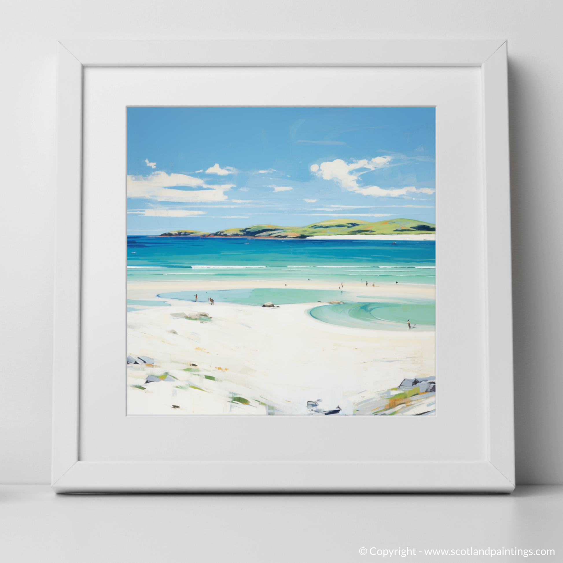 Art Print of Luskentyre Beach, Isle of Harris in summer with a white frame