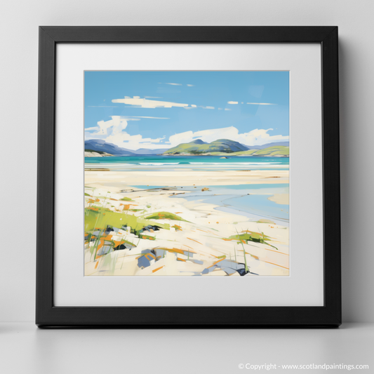 Art Print of Luskentyre Beach, Isle of Harris in summer with a black frame