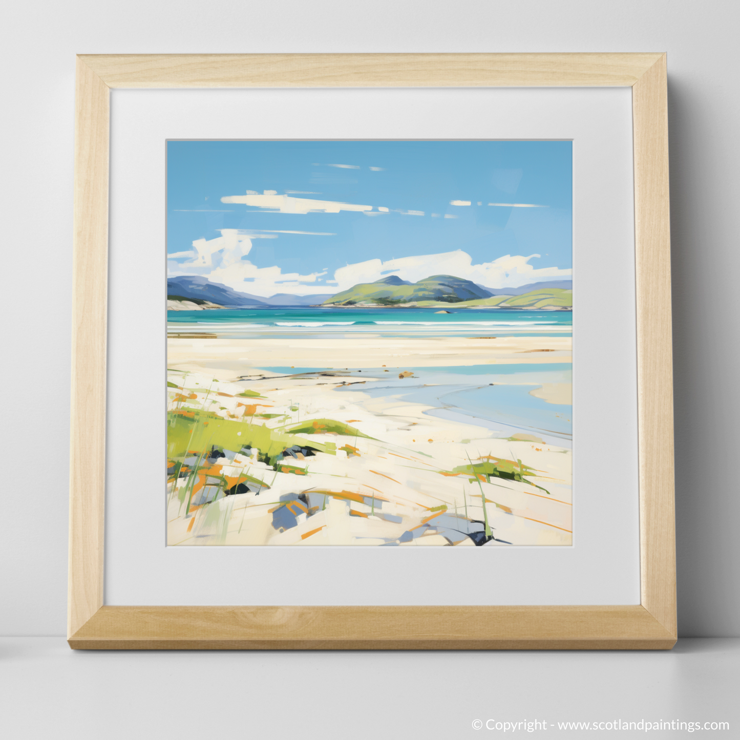 Art Print of Luskentyre Beach, Isle of Harris in summer with a natural frame