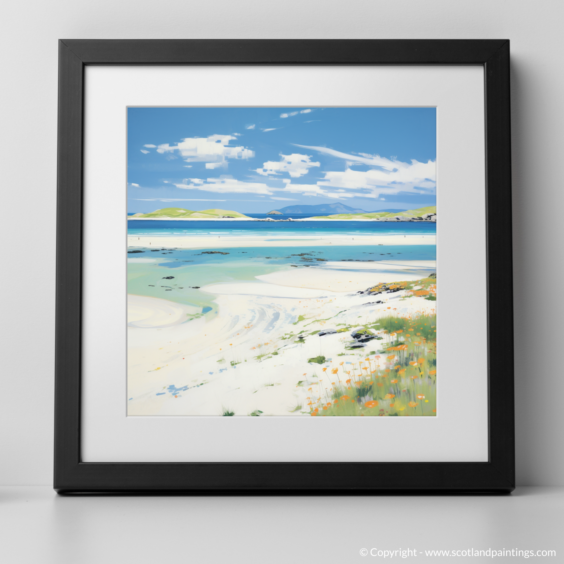 Art Print of Luskentyre Beach, Isle of Harris in summer with a black frame