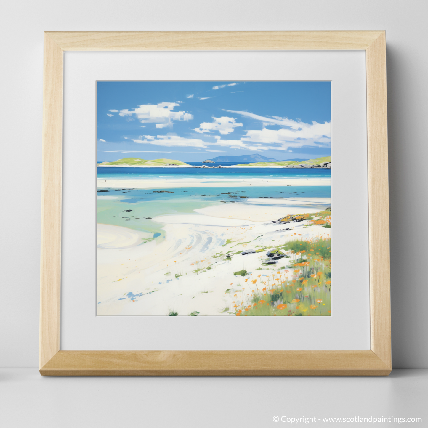 Art Print of Luskentyre Beach, Isle of Harris in summer with a natural frame