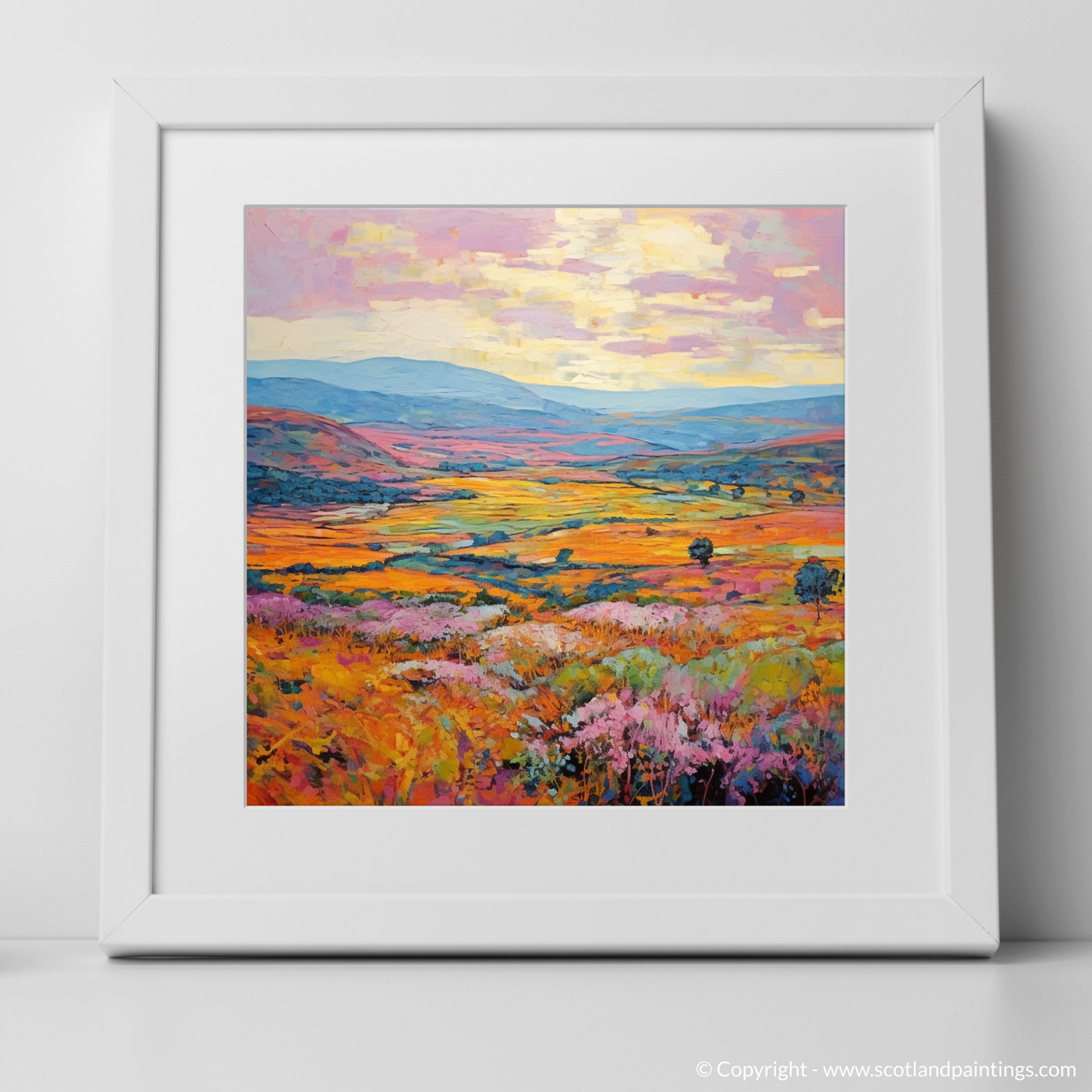 Art Print of Glen Tanar, Aberdeenshire in summer with a white frame