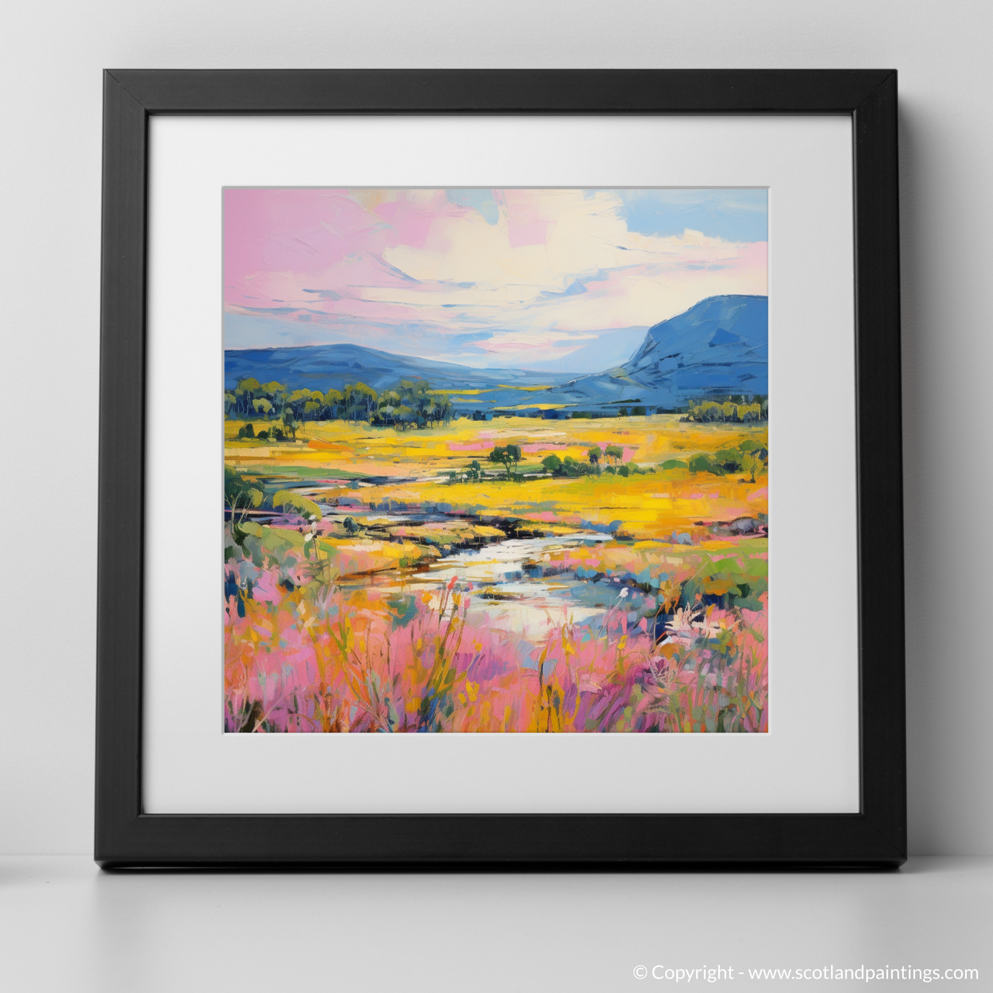 Art Print of Glen Tanar, Aberdeenshire in summer with a black frame