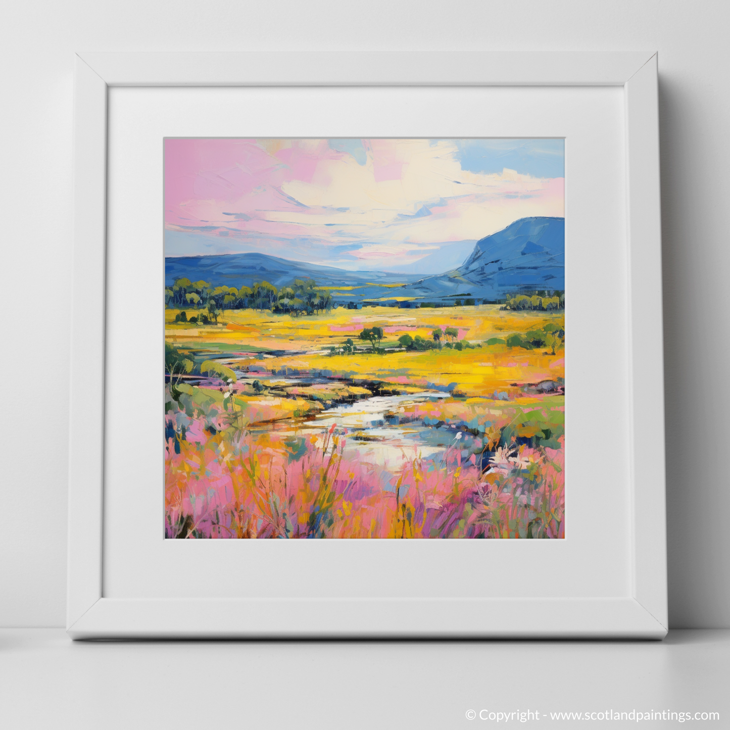 Art Print of Glen Tanar, Aberdeenshire in summer with a white frame