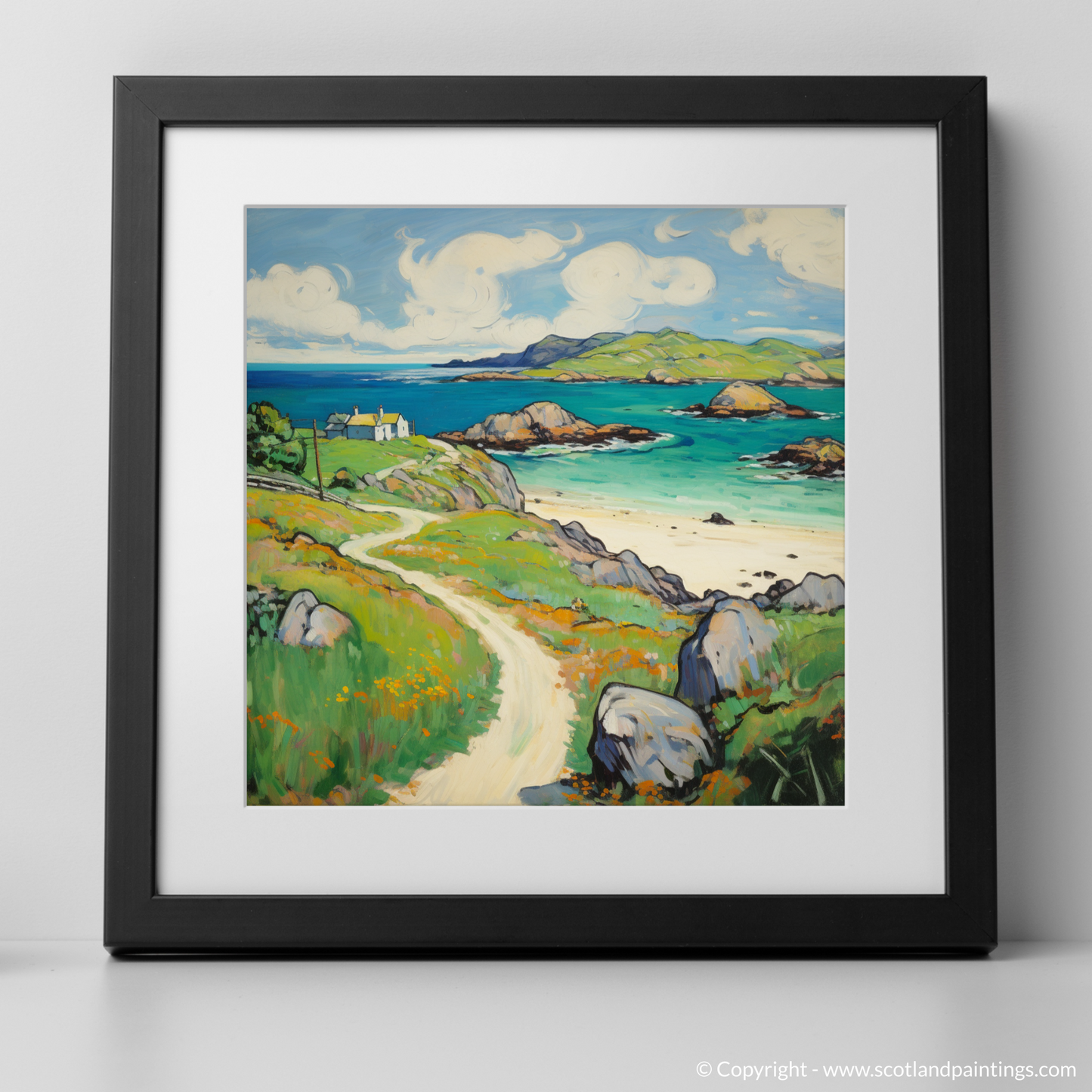 Art Print of Isle of Iona, Inner Hebrides in summer with a black frame