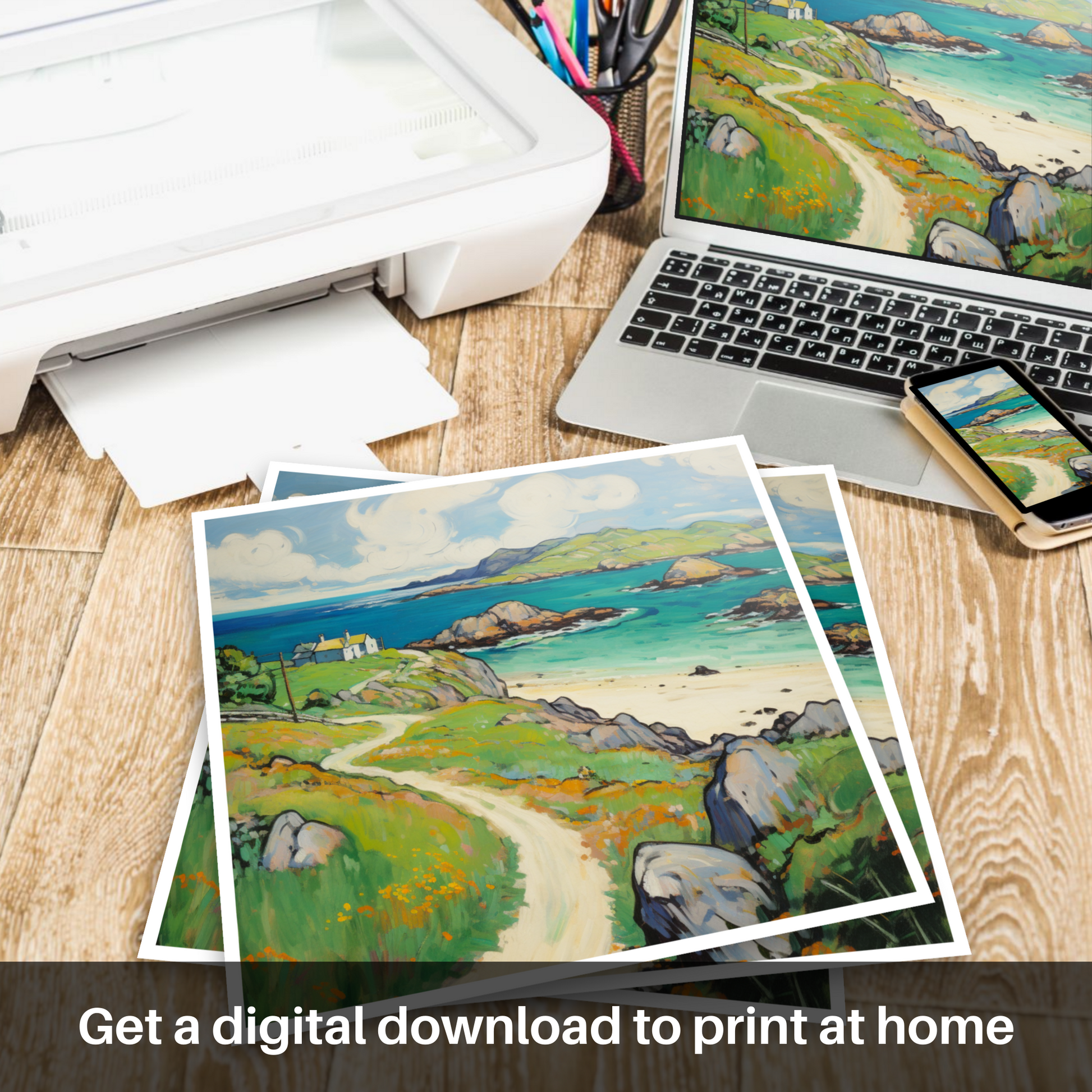 Downloadable and printable picture of Isle of Iona, Inner Hebrides in summer