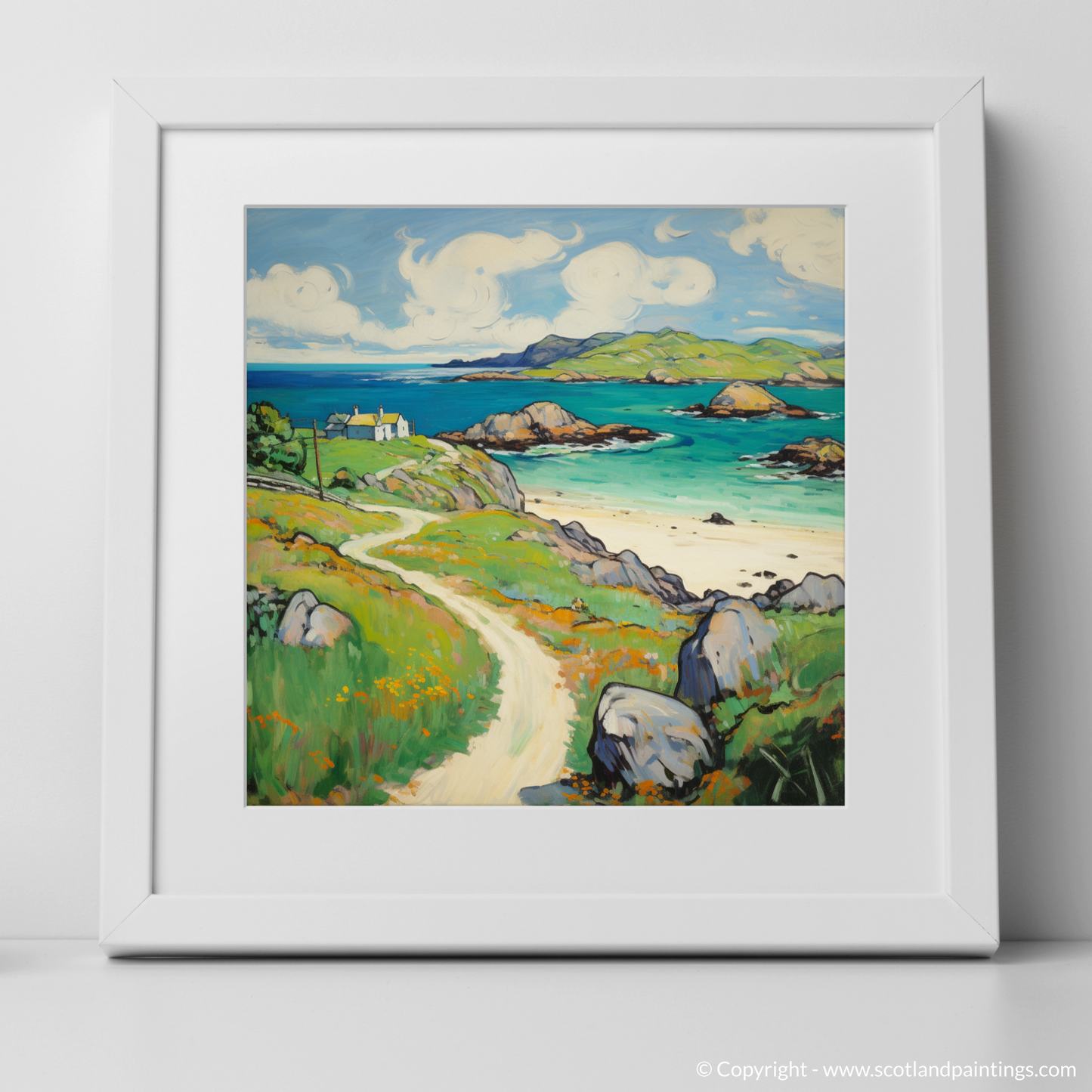 Art Print of Isle of Iona, Inner Hebrides in summer with a white frame
