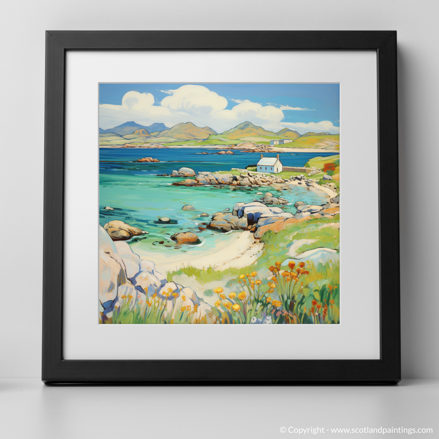 Art Print of Isle of Iona, Inner Hebrides in summer with a black frame