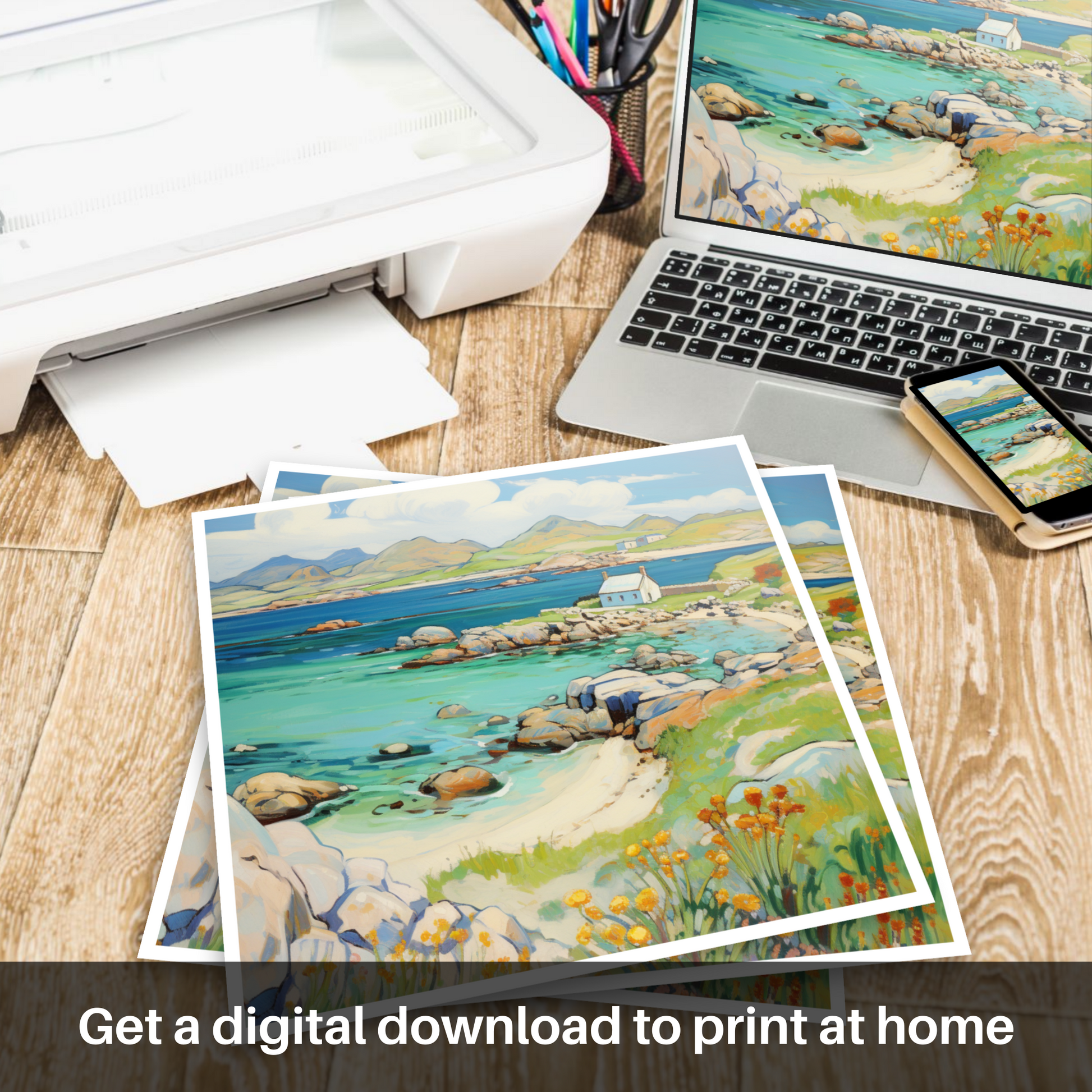 Downloadable and printable picture of Isle of Iona, Inner Hebrides in summer