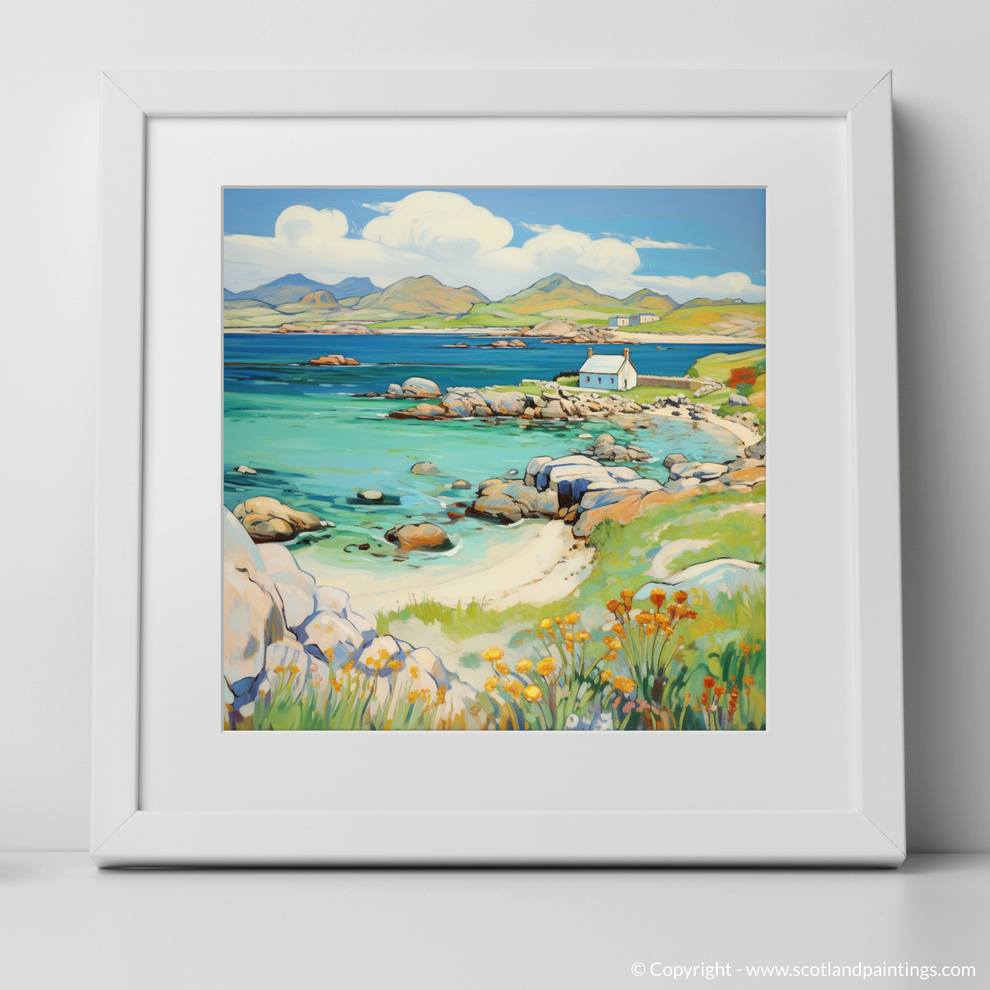 Art Print of Isle of Iona, Inner Hebrides in summer with a white frame