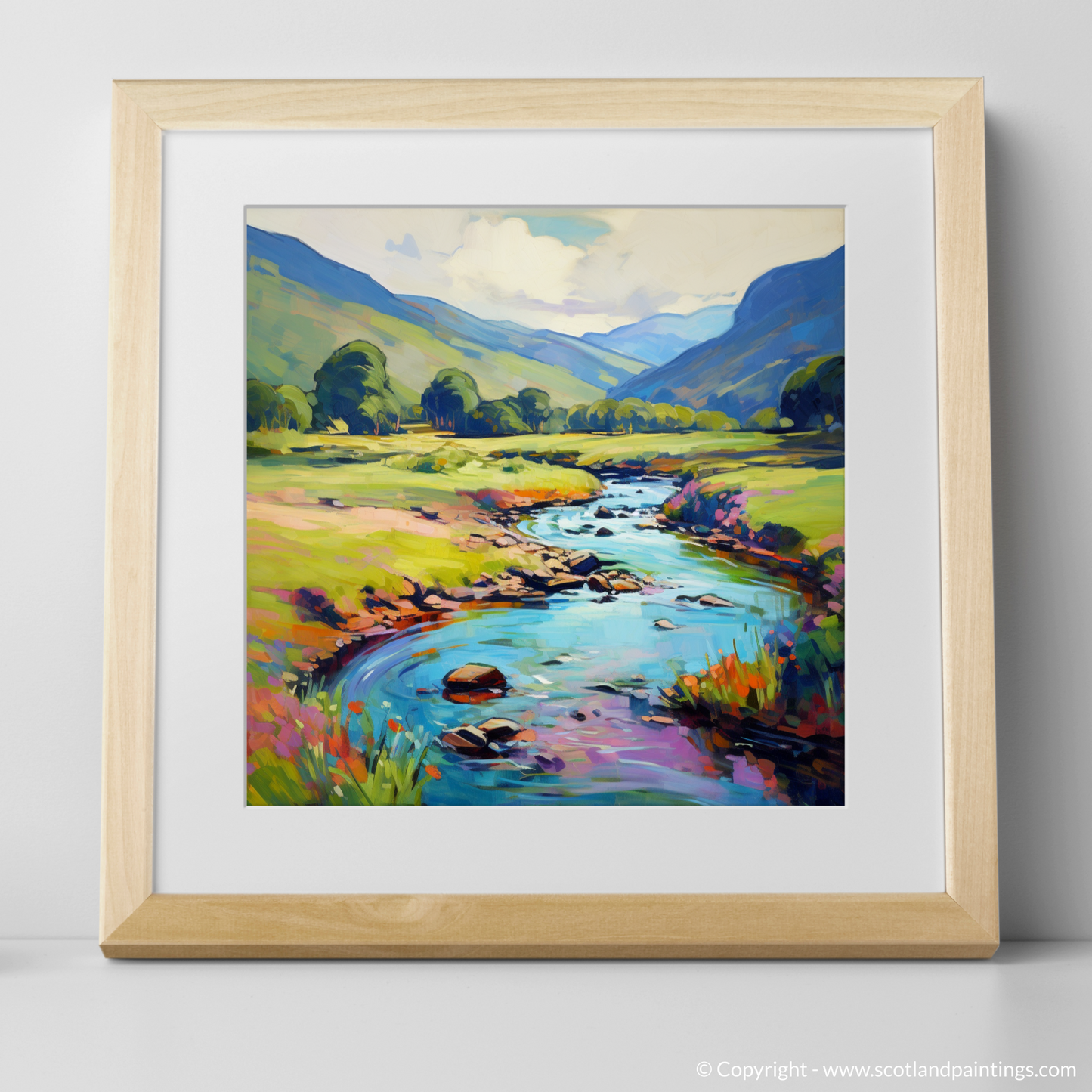 Art Print of Glen Lyon, Perthshire in summer with a natural frame
