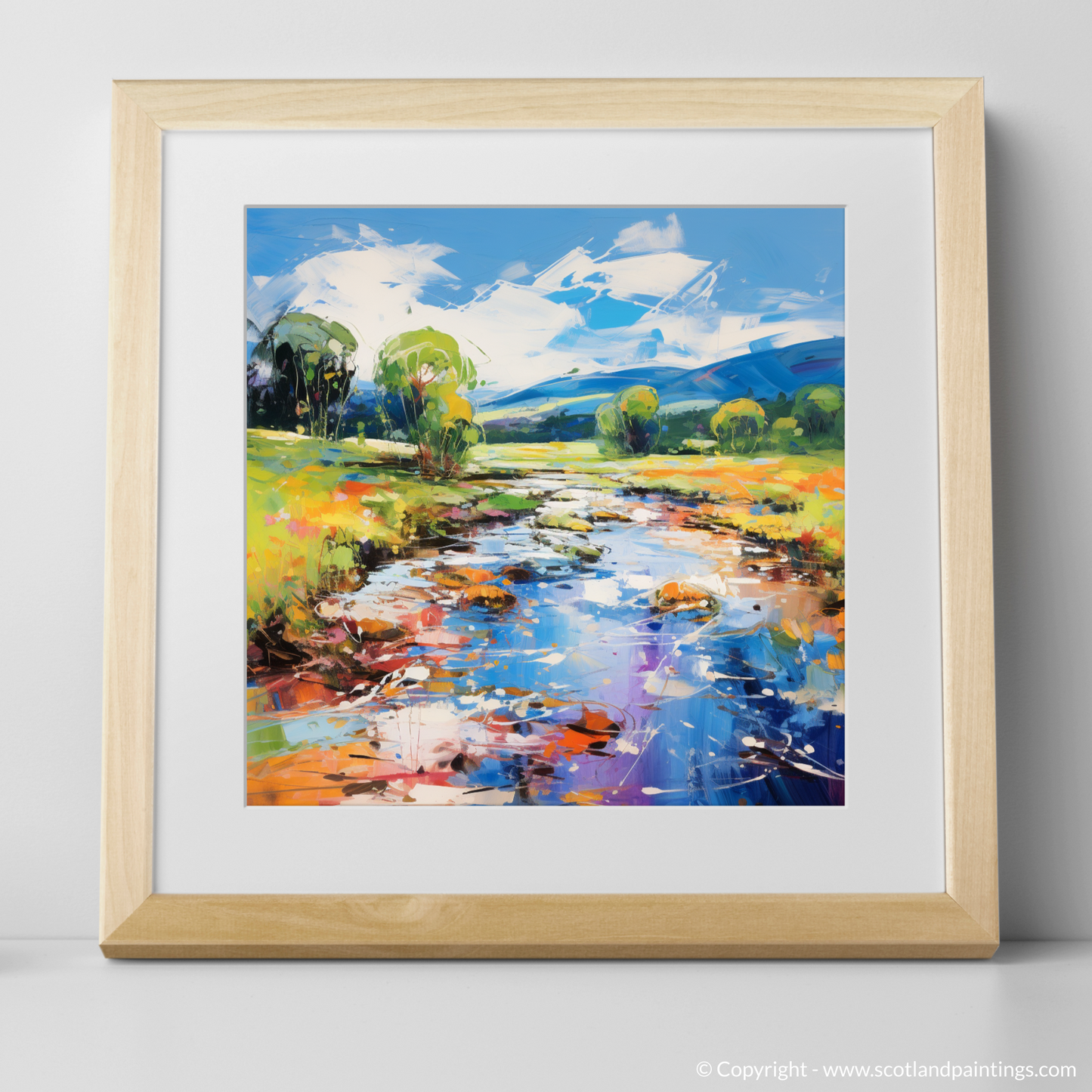 Art Print of River Carron, Ross-shire in summer with a natural frame