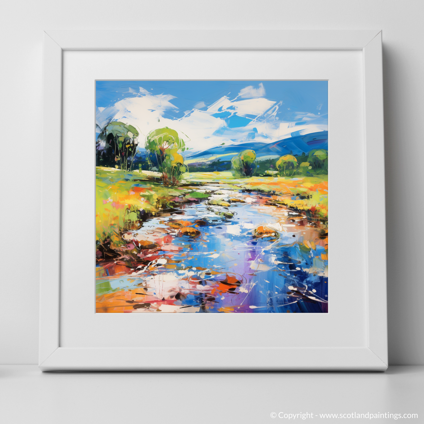 Art Print of River Carron, Ross-shire in summer with a white frame