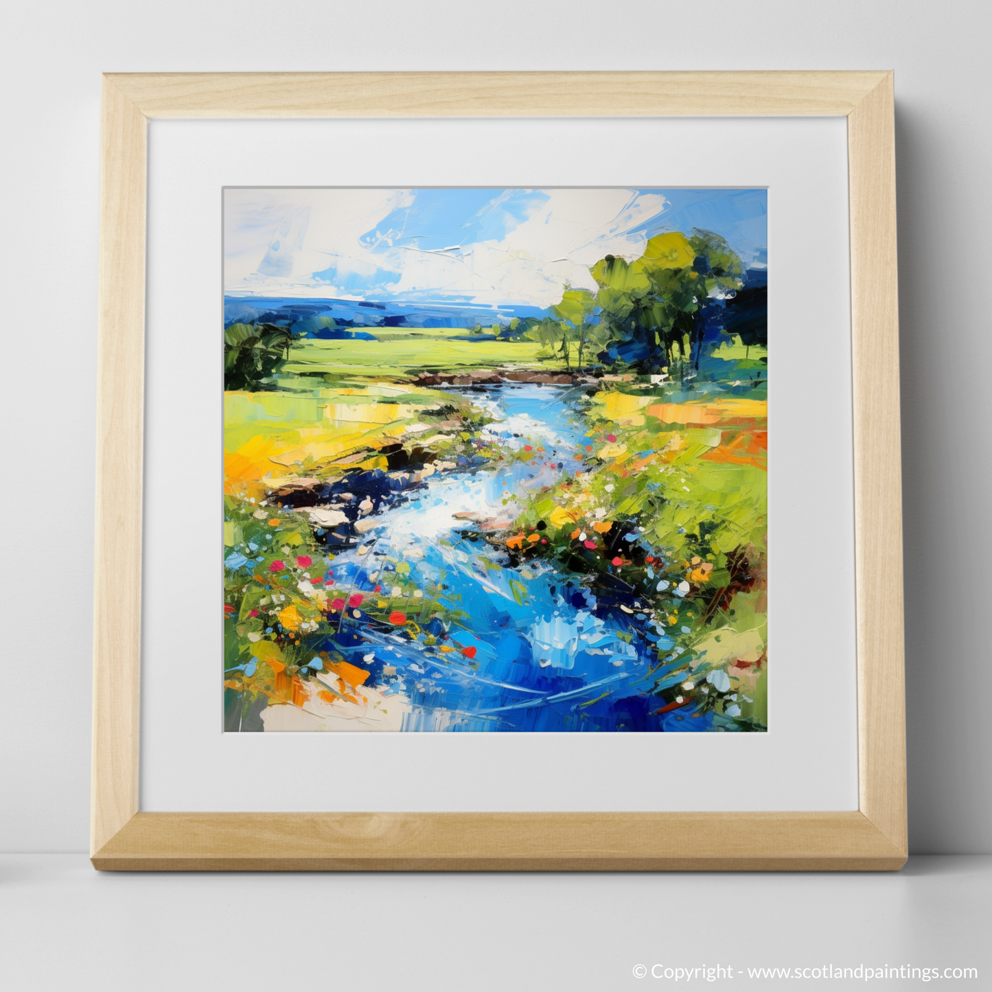 Art Print of River Carron, Ross-shire in summer with a natural frame