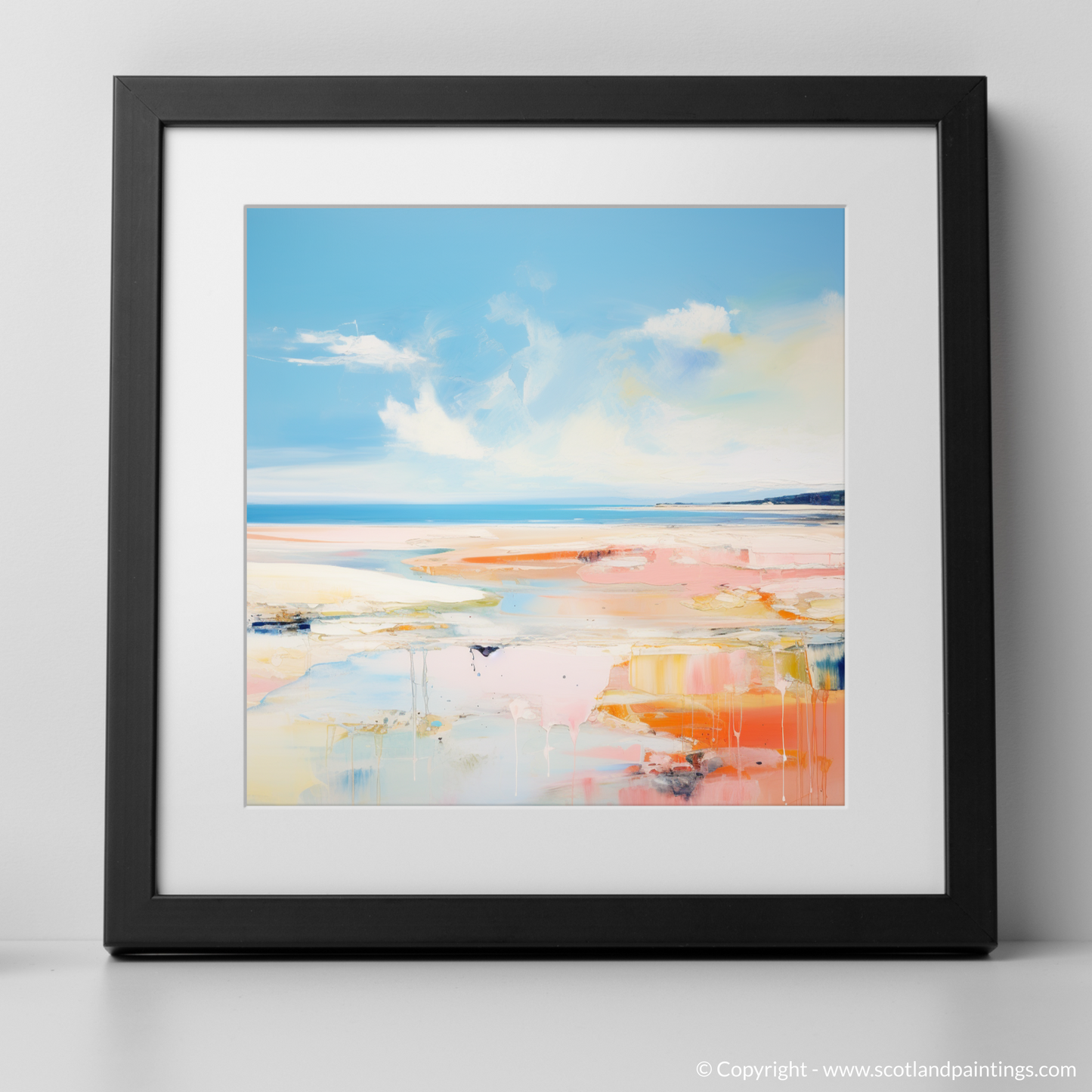 Art Print of Nairn Beach, Nairn in summer with a black frame