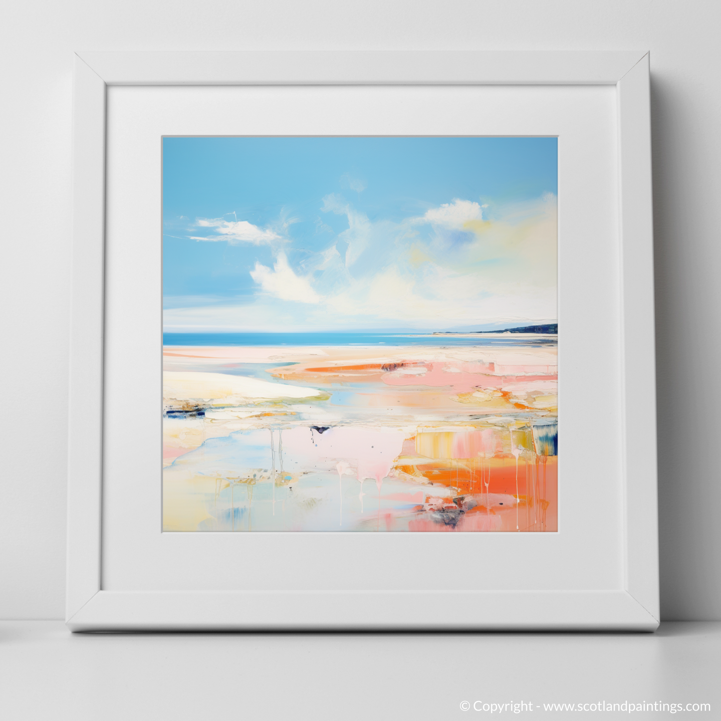 Art Print of Nairn Beach, Nairn in summer with a white frame