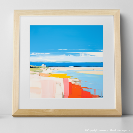 Art Print of St Cyrus Beach, Aberdeenshire in summer with a natural frame