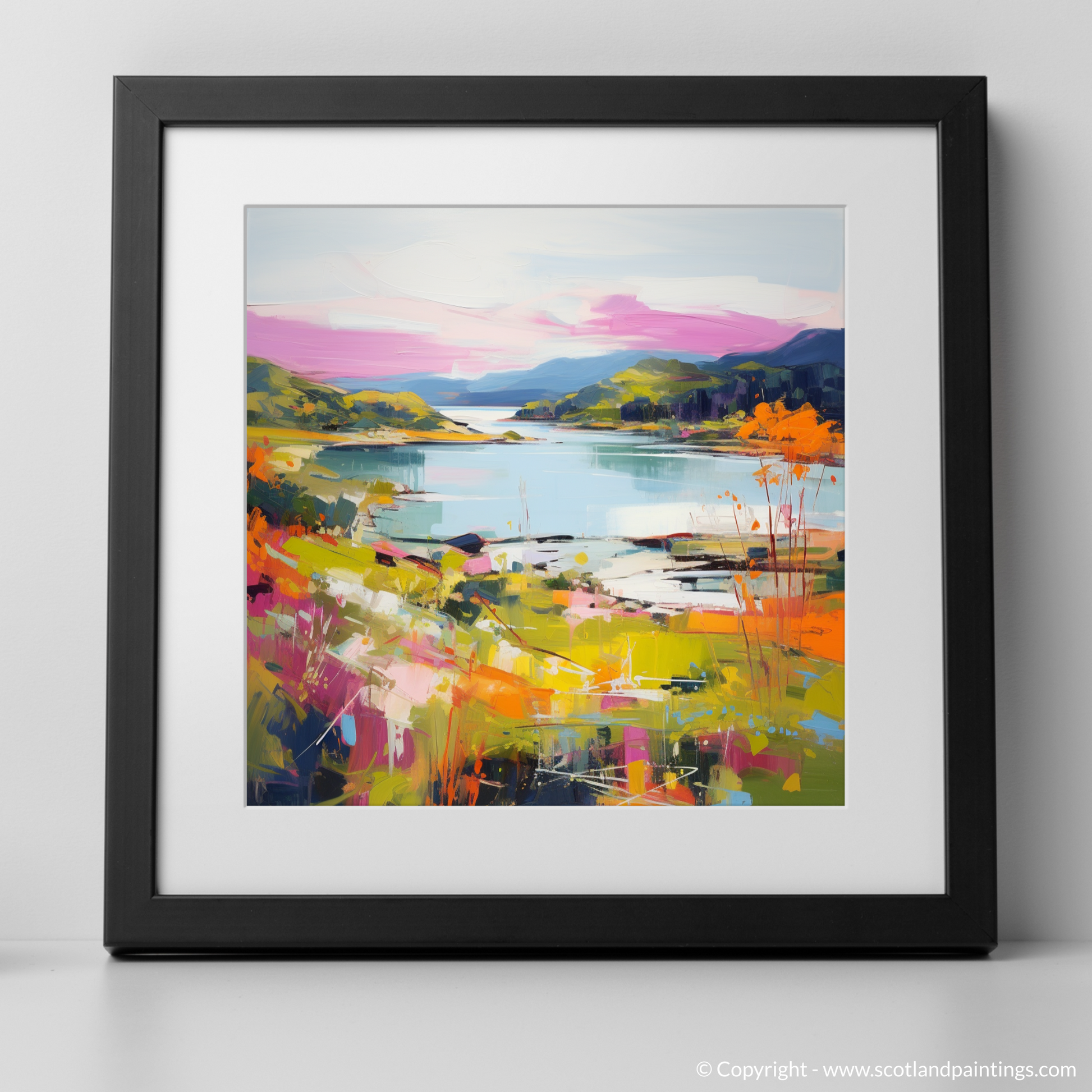 Art Print of Loch Morar, Highlands in summer with a black frame