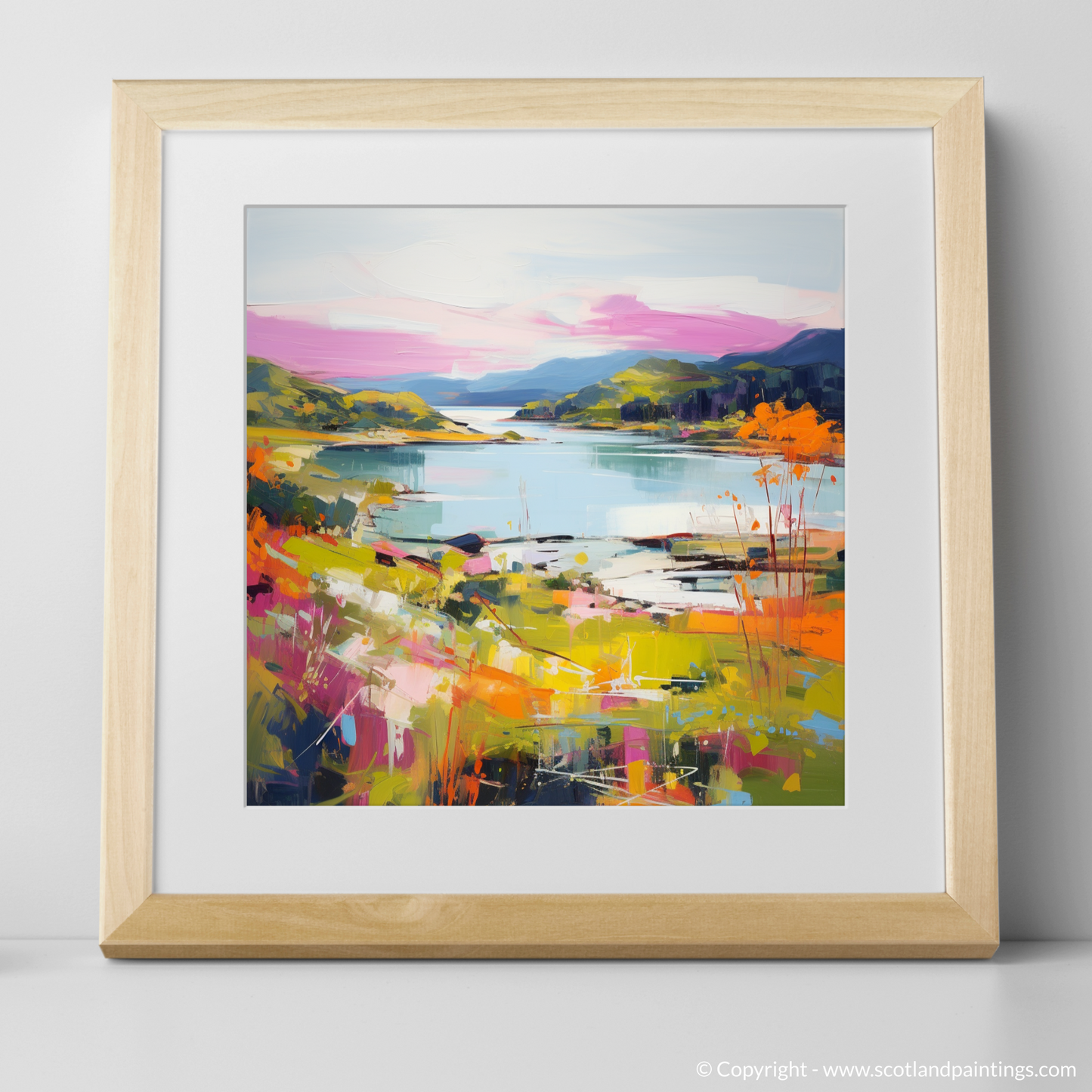 Art Print of Loch Morar, Highlands in summer with a natural frame
