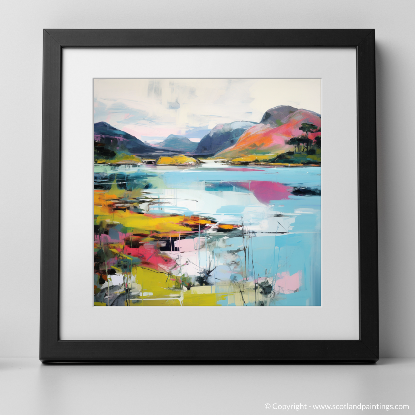 Art Print of Loch Morar, Highlands in summer with a black frame