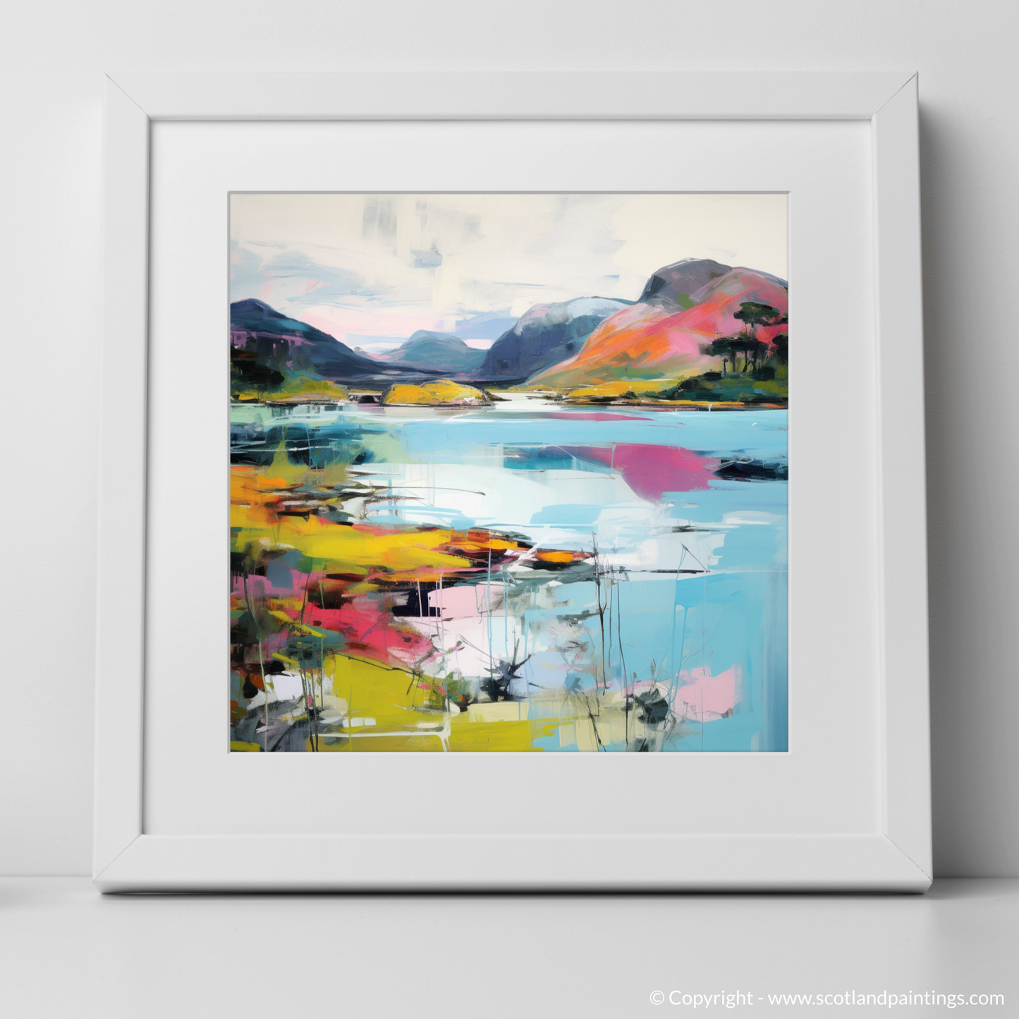 Art Print of Loch Morar, Highlands in summer with a white frame