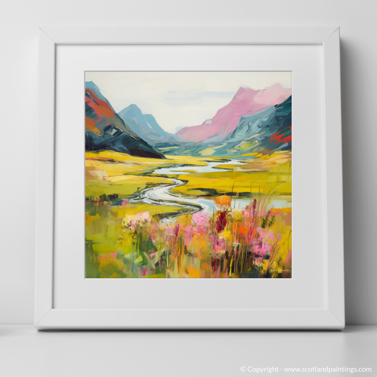 Art Print of Glen Coe, Highlands in summer with a white frame