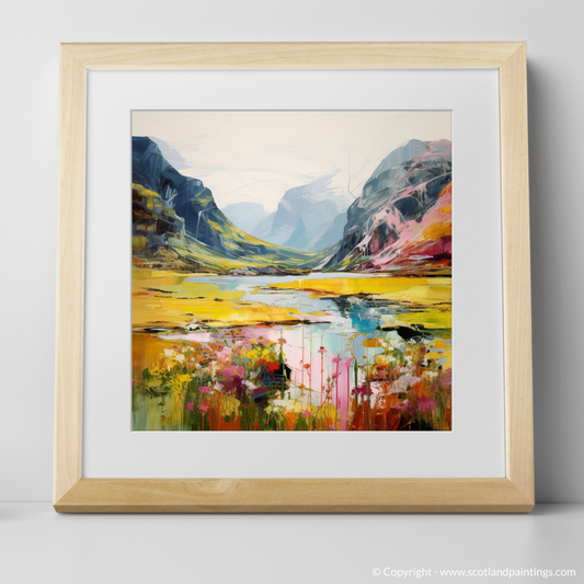 Art Print of Glen Coe, Highlands in summer with a natural frame