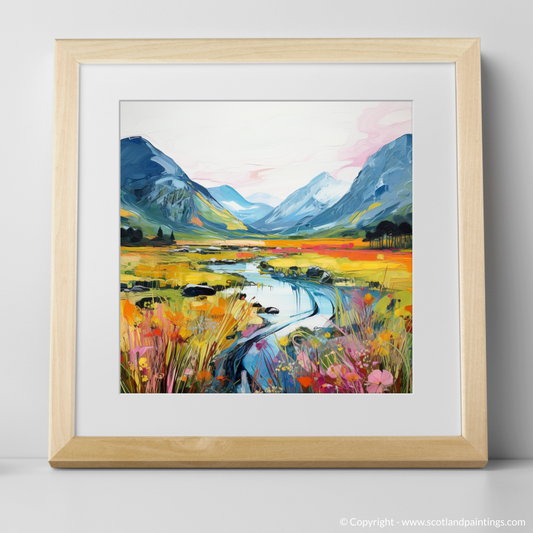 Art Print of Glen Coe, Highlands in summer with a natural frame